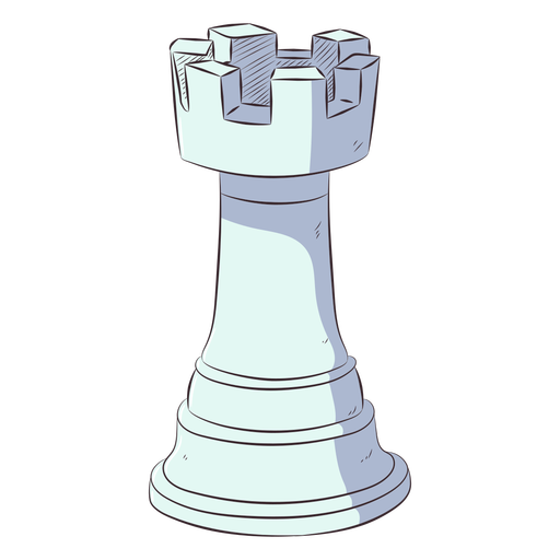 Rook white chess piece line art illustration PNG Design
