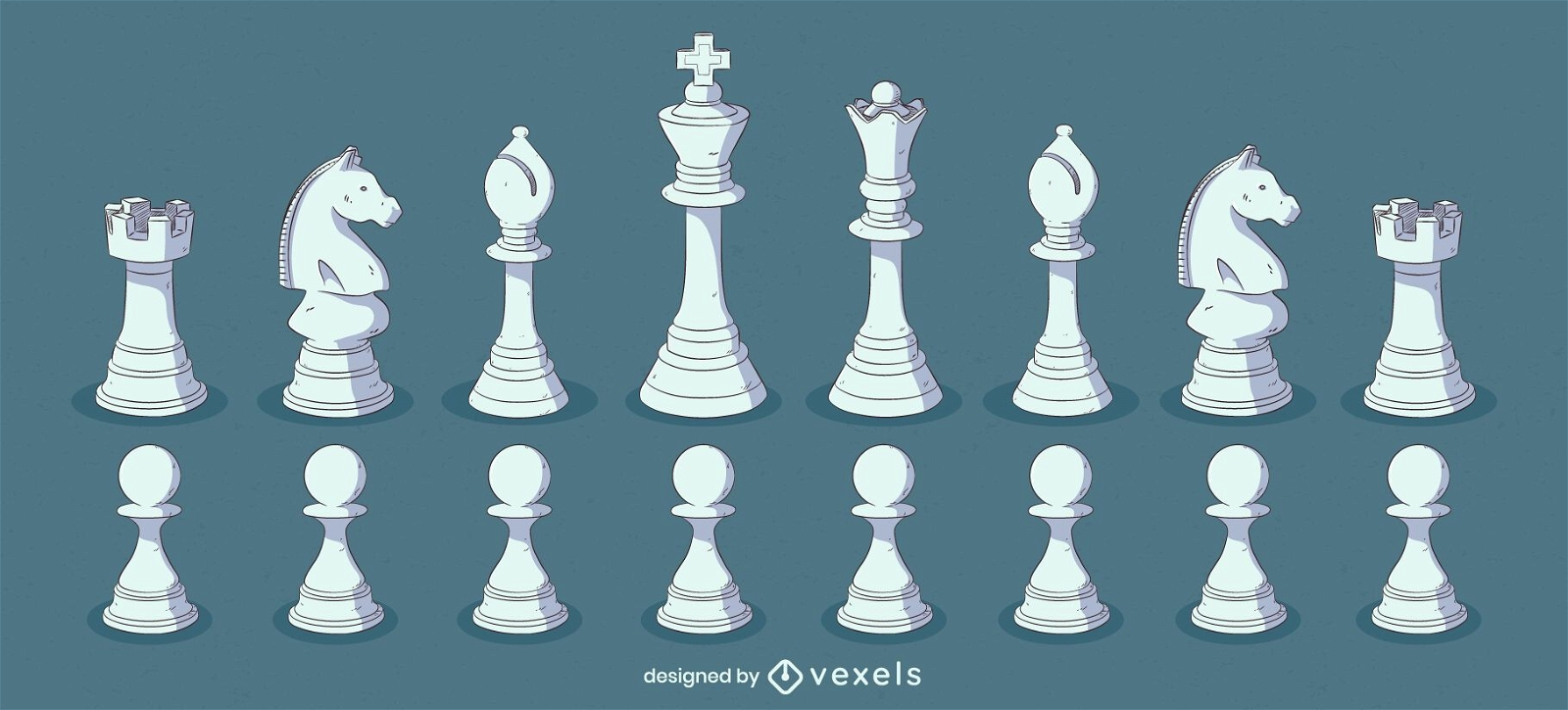 Conjunto de ilustración de color de piezas de ajedrez blanco