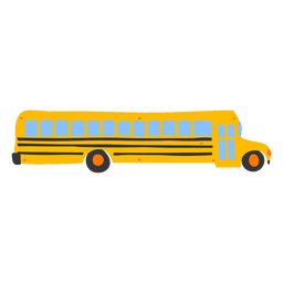 Side long school bus flat PNG Design