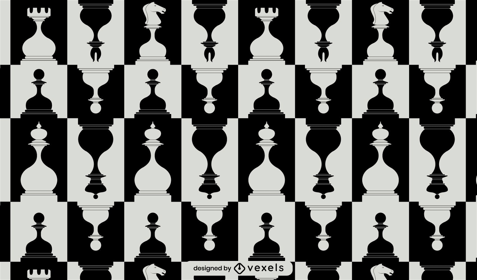 Chess pieces black and white pattern