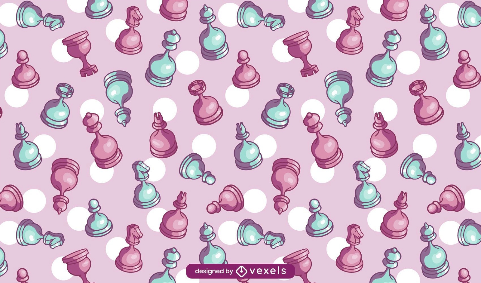 Rounded chess pieces pattern design