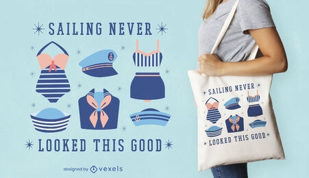 Sailing clothing items tote bag design