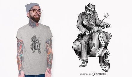 Hombre en diseño de camiseta de moto