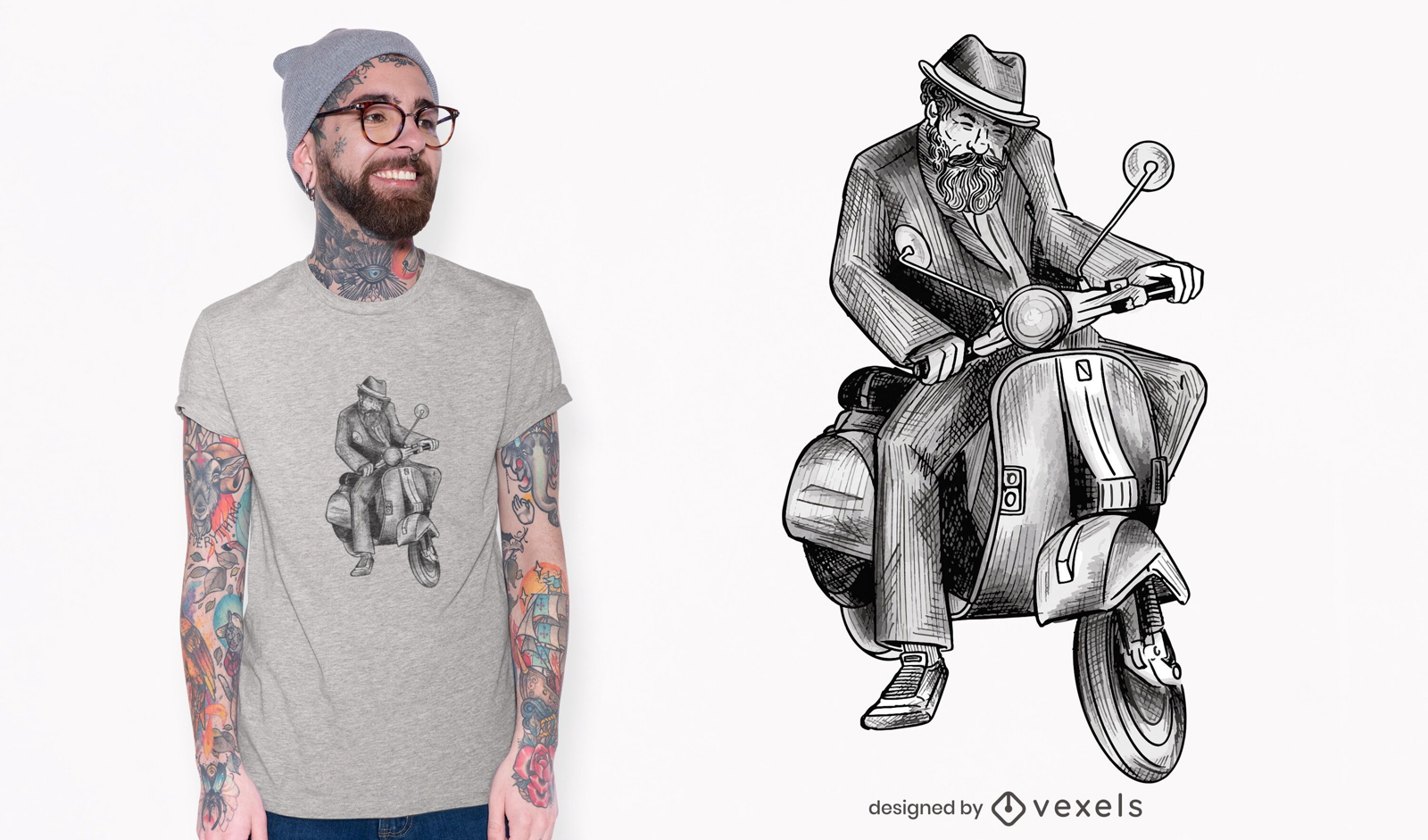 Mann im Motorrad-T-Shirt-Design