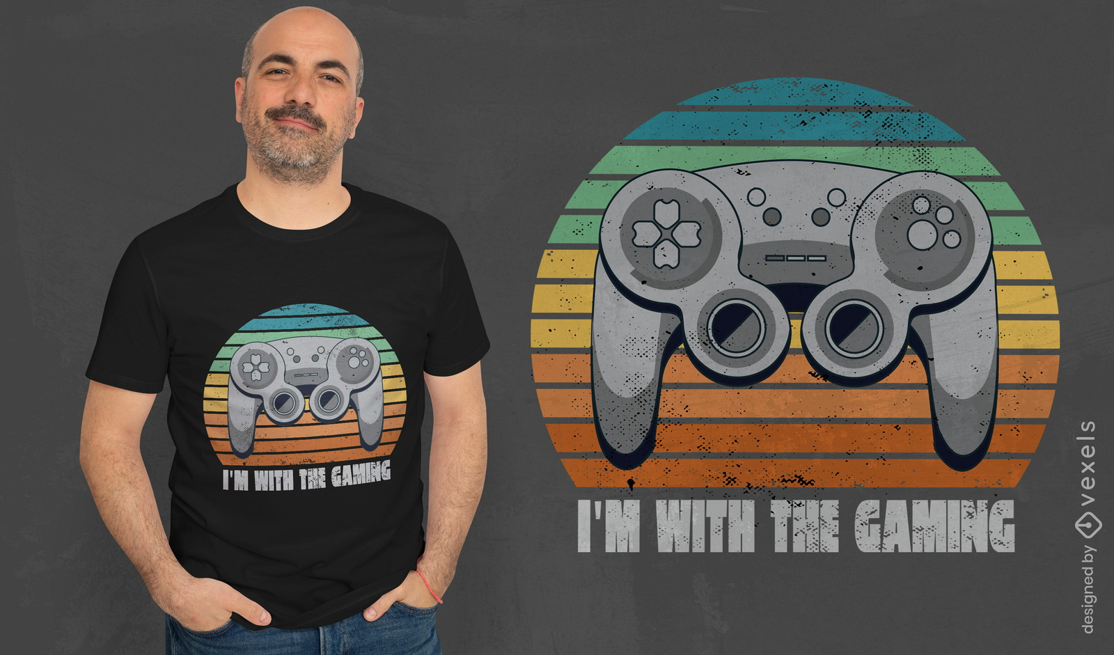 Design de camiseta com citação de joystick retrô do pôr do sol