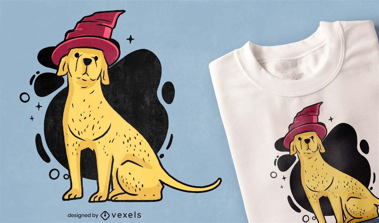 Dog in wizard hat t-shirt design