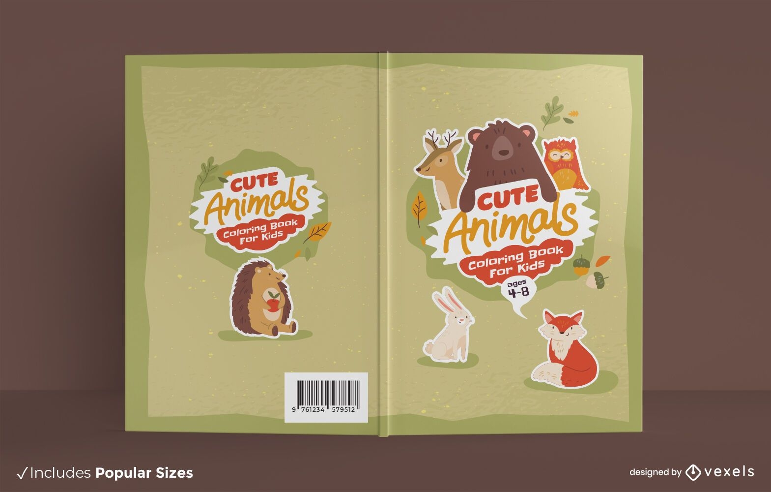 Cute animals coloring book cover design