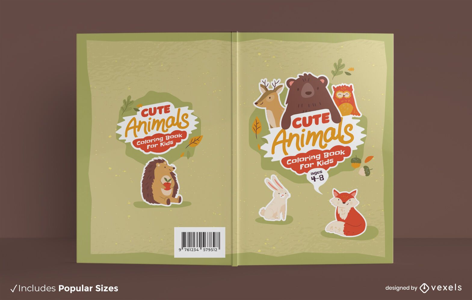 Lindo diseño de portada de libro para colorear de animales salvajes