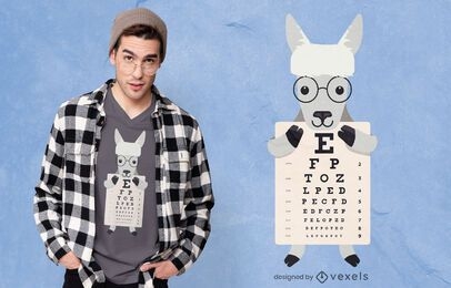 Llama holding eye chart t-shirt design
