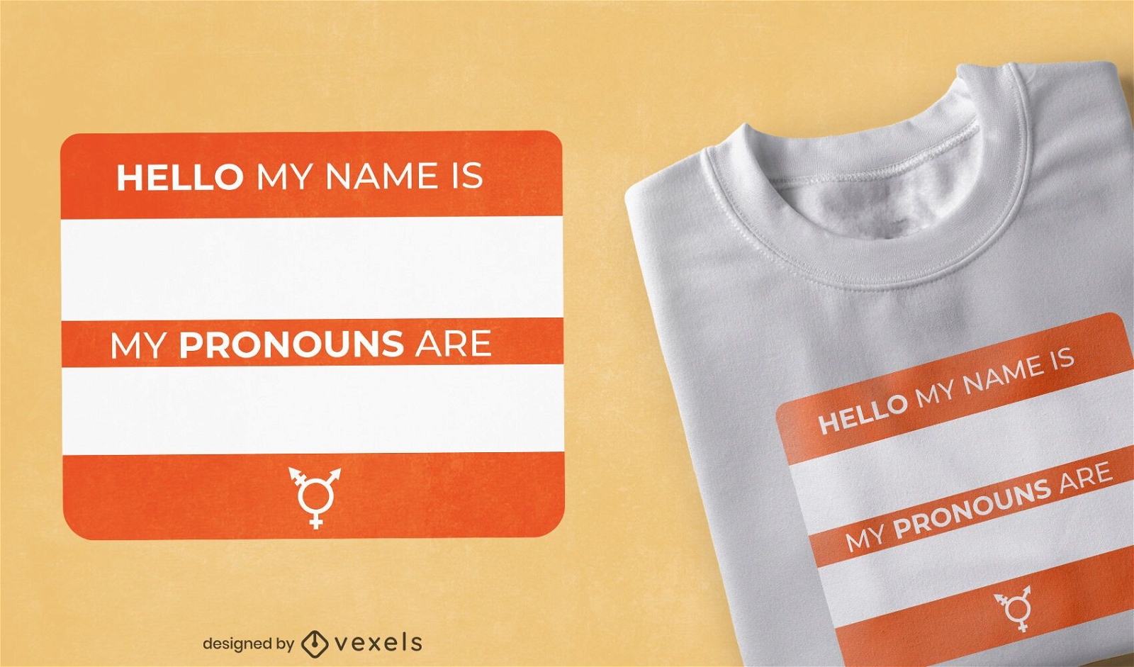 Design de t-shirt da etiqueta de nomes e pronomes