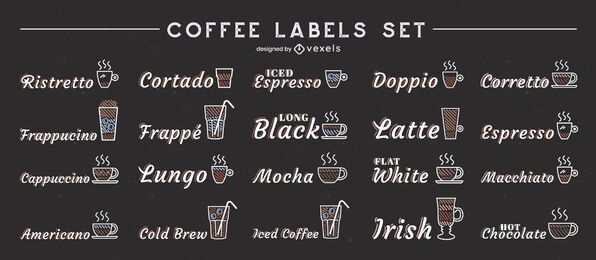 Etiketten für Kaffeegetränke