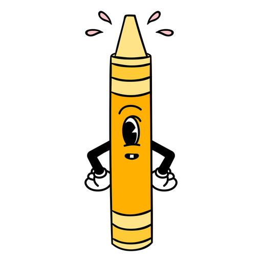 Útiles escolares dibujos animados de carácter crayón