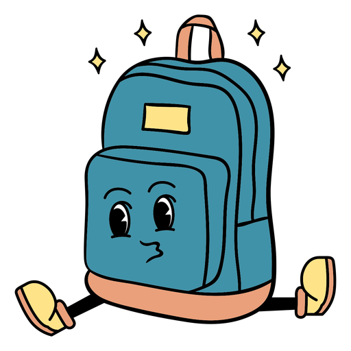 Dibujos animados de útiles escolares de carácter de mochila
