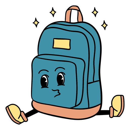 Dibujos animados de útiles escolares de carácter de mochila Diseño PNG