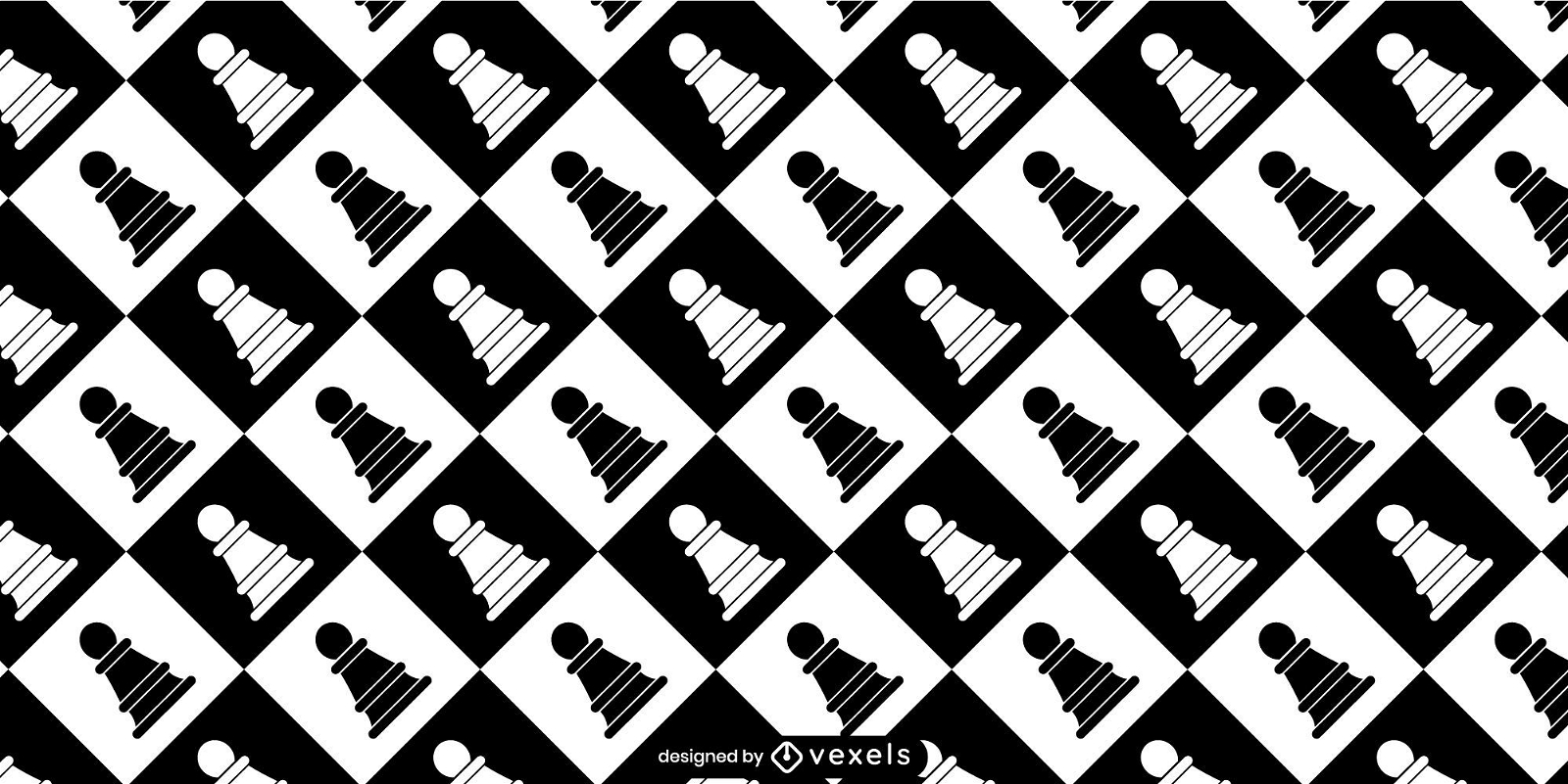 Patrón geométrico de piezas de ajedrez en blanco y negro