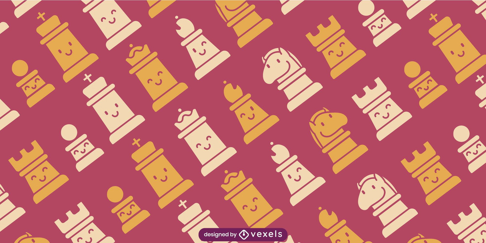 Cute Chess Pieces Cut Out Pattern Vector Download