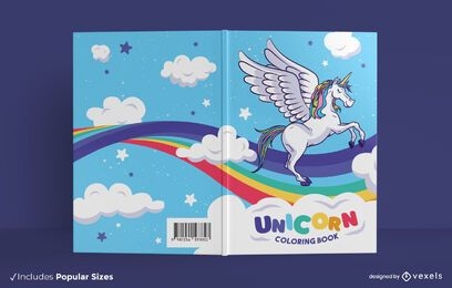 Cute unicorn coloring book cover design