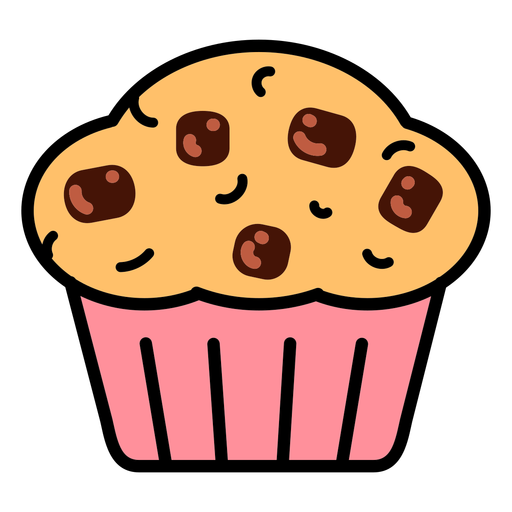 Chocolate chip muffin color stroke PNG Design