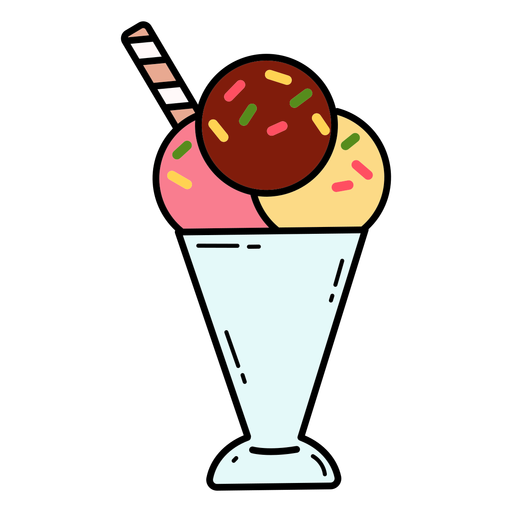 Eisbecher-Dessert mit mehreren Geschmacksrichtungen PNG-Design