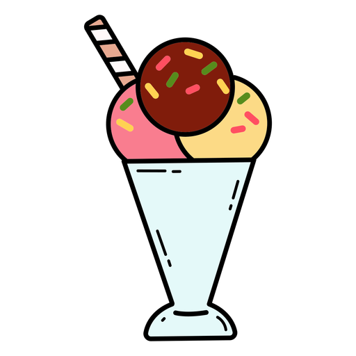 Postre de copa de helado de varios sabores Diseño PNG