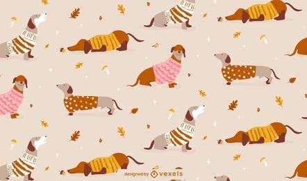 Dachshund dog autumn animal pattern design