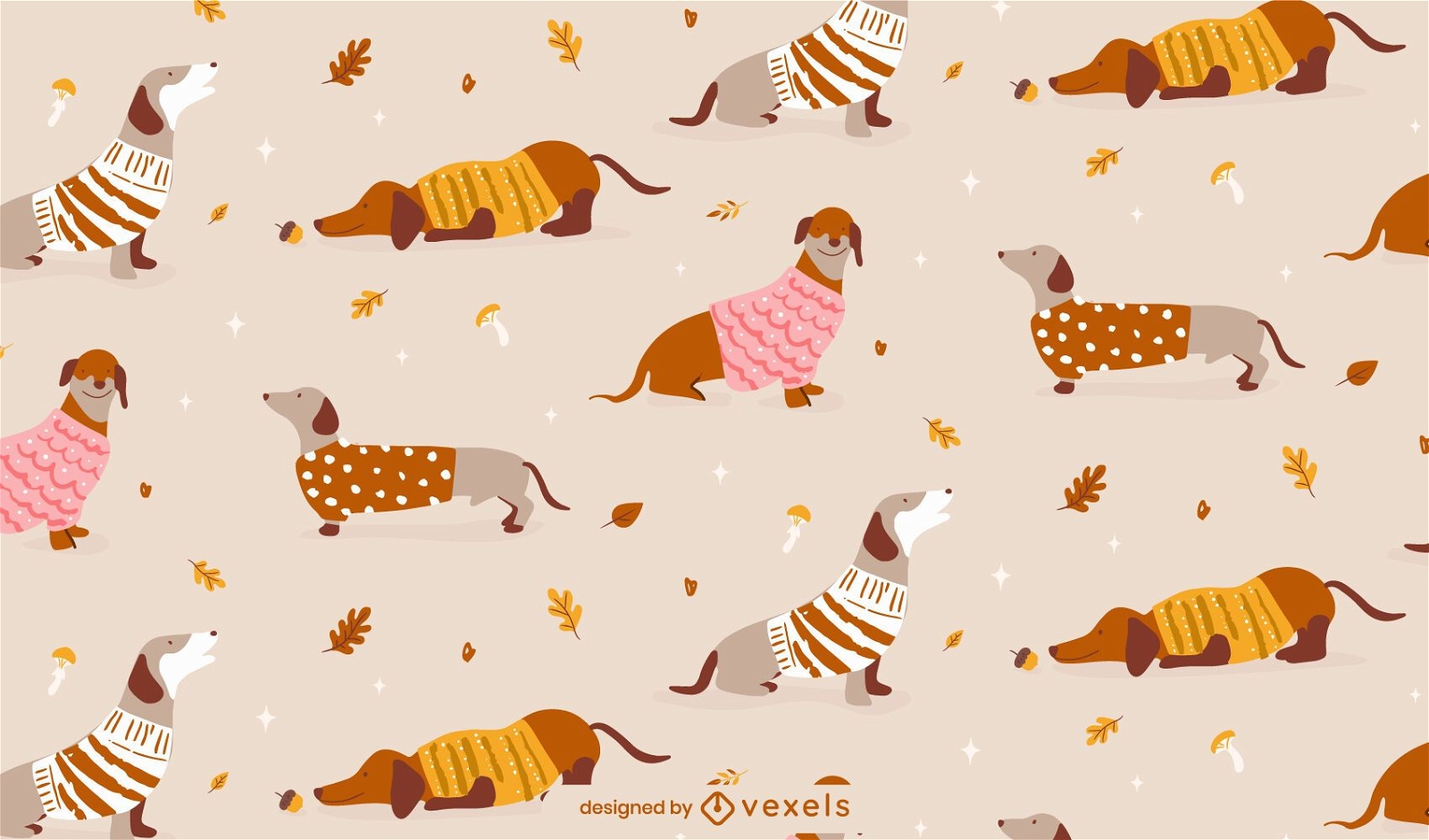 Dackel Hund Herbst Tiermuster Design