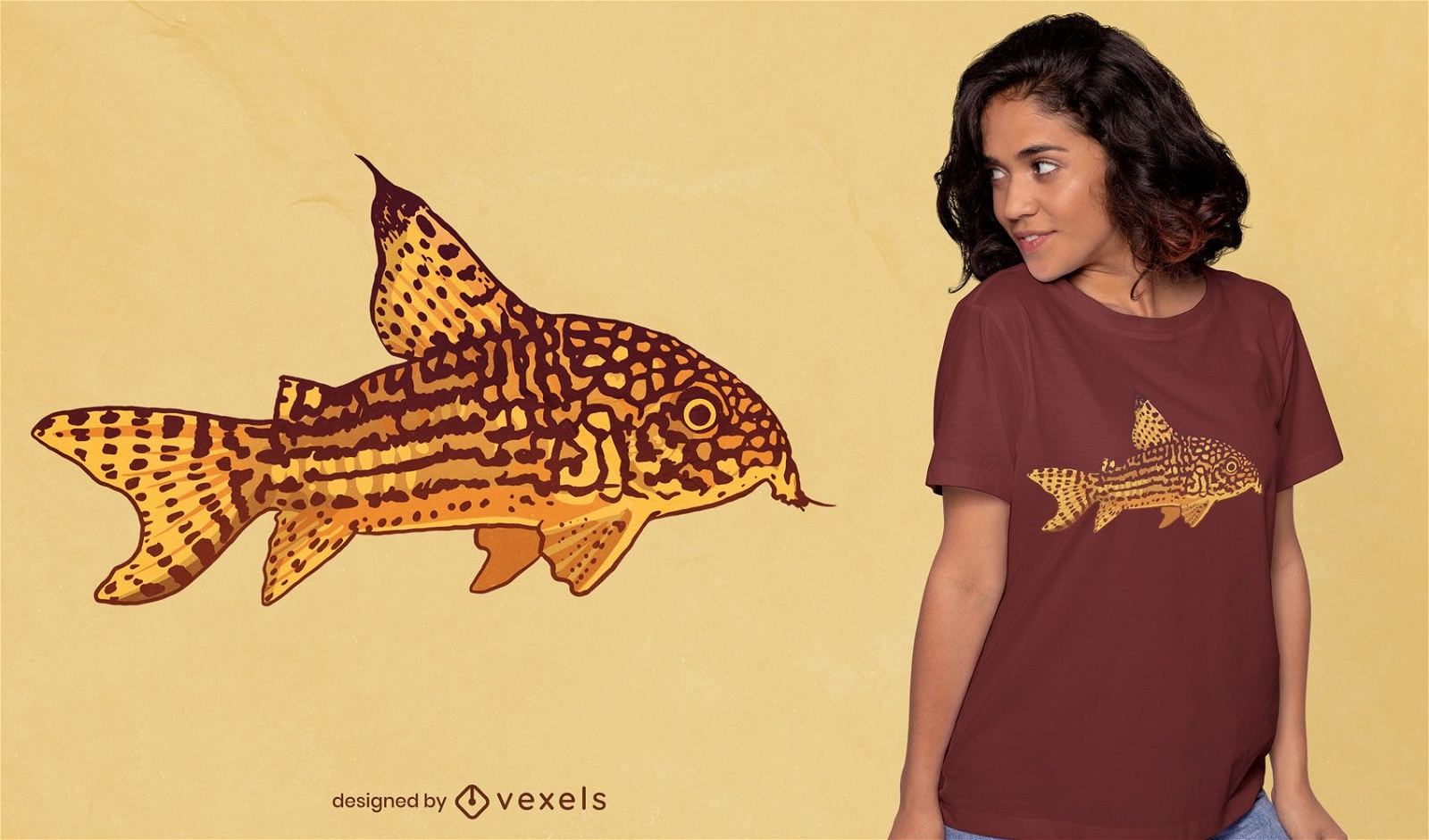 Design de t-shirt com ilustra??o de peixe-gato