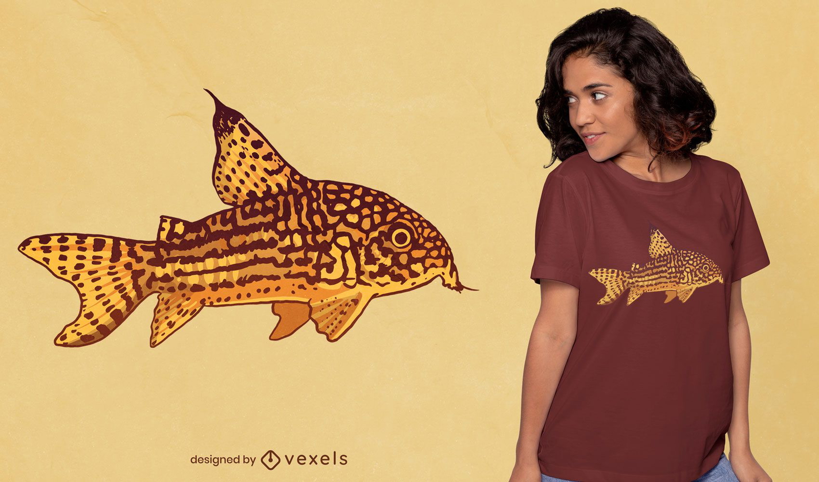 Design de t-shirt com ilustração de peixe-gato