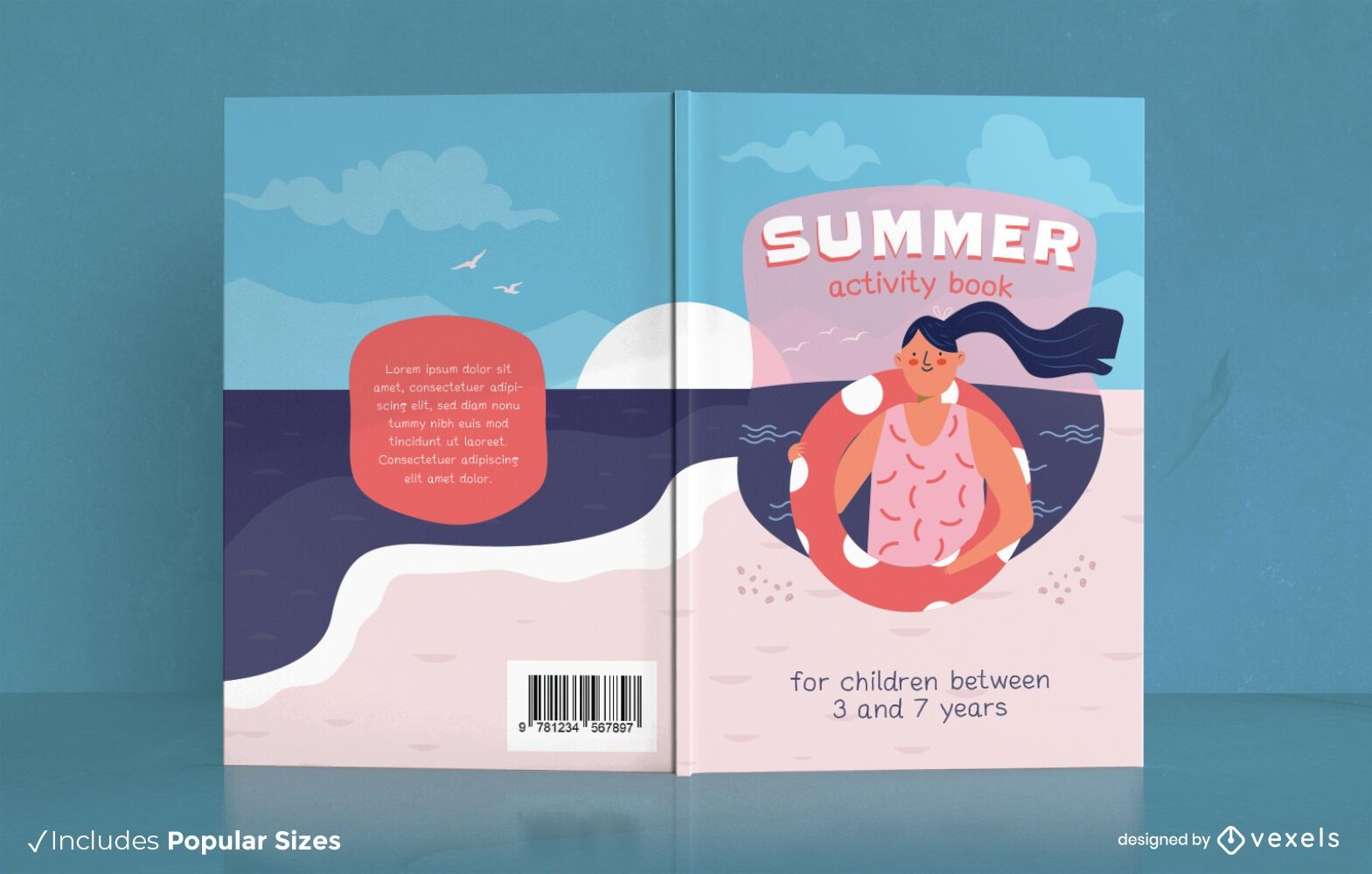 Summer beach activity book cover design