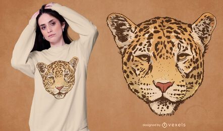 T-Shirt-Design mit Leopardengesichtsillustration