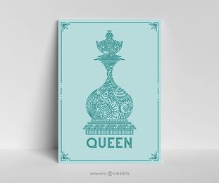 Diseño de cartel de pieza de ajedrez de reina.