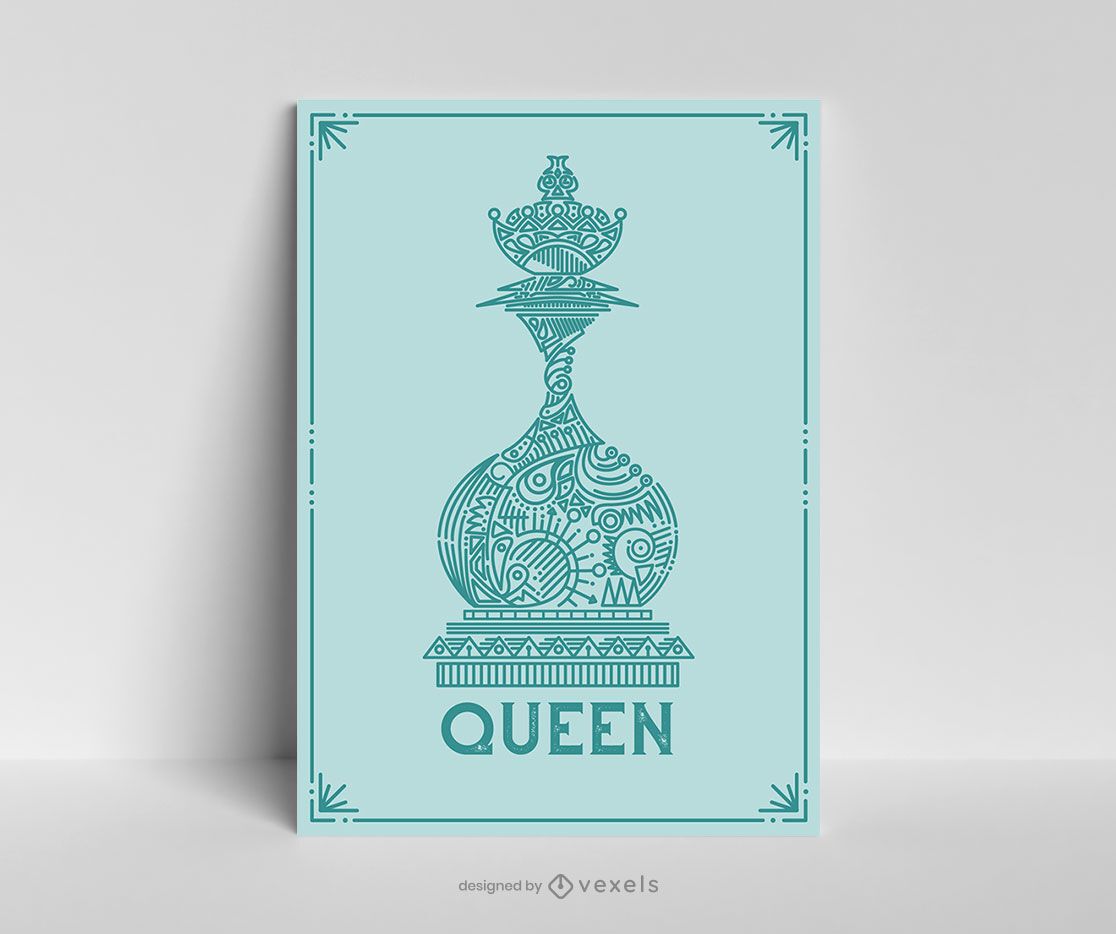 Diseño de cartel de pieza de ajedrez de reina.