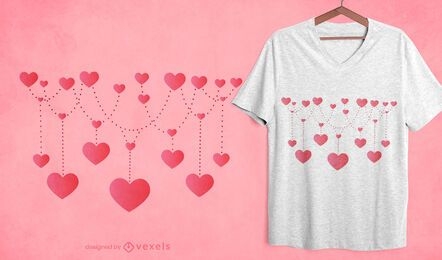 Diseño de camiseta de cadena de corazones