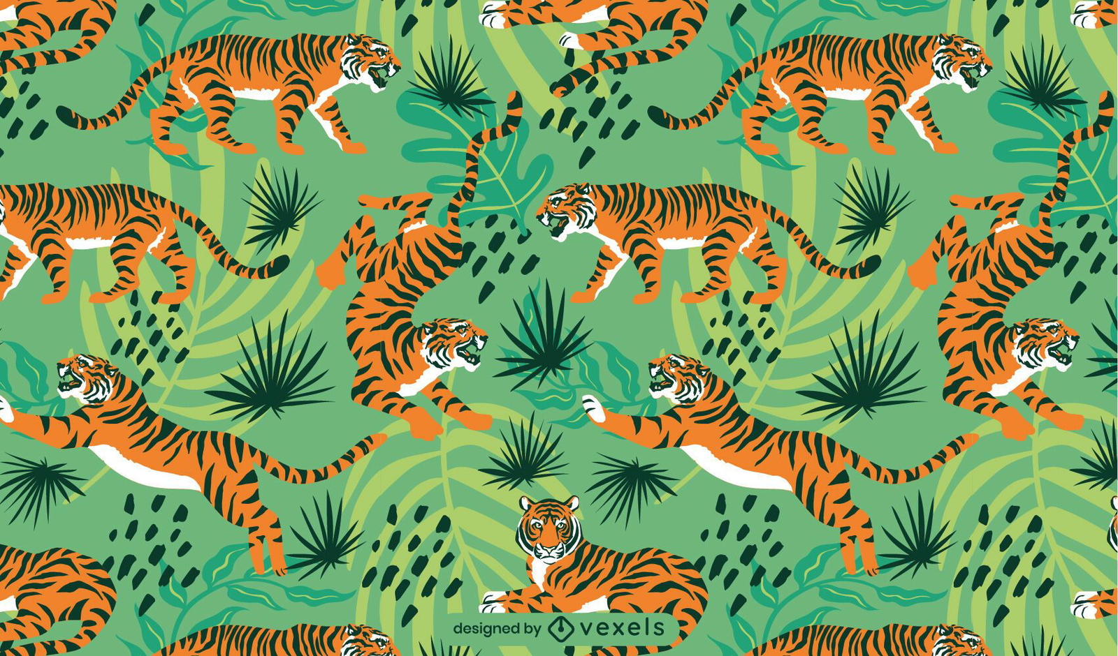 Design de padrão tileable do tigre da selva