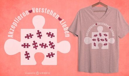 Diseño de camiseta alemana de autismo de pieza de rompecabezas