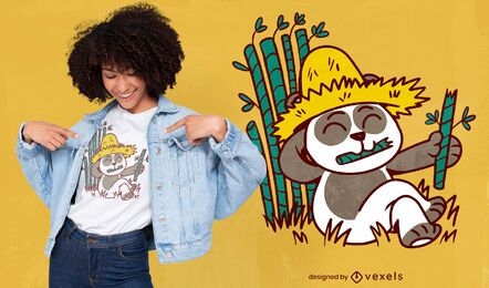 Diseño de camiseta de dibujos animados de granjero panda