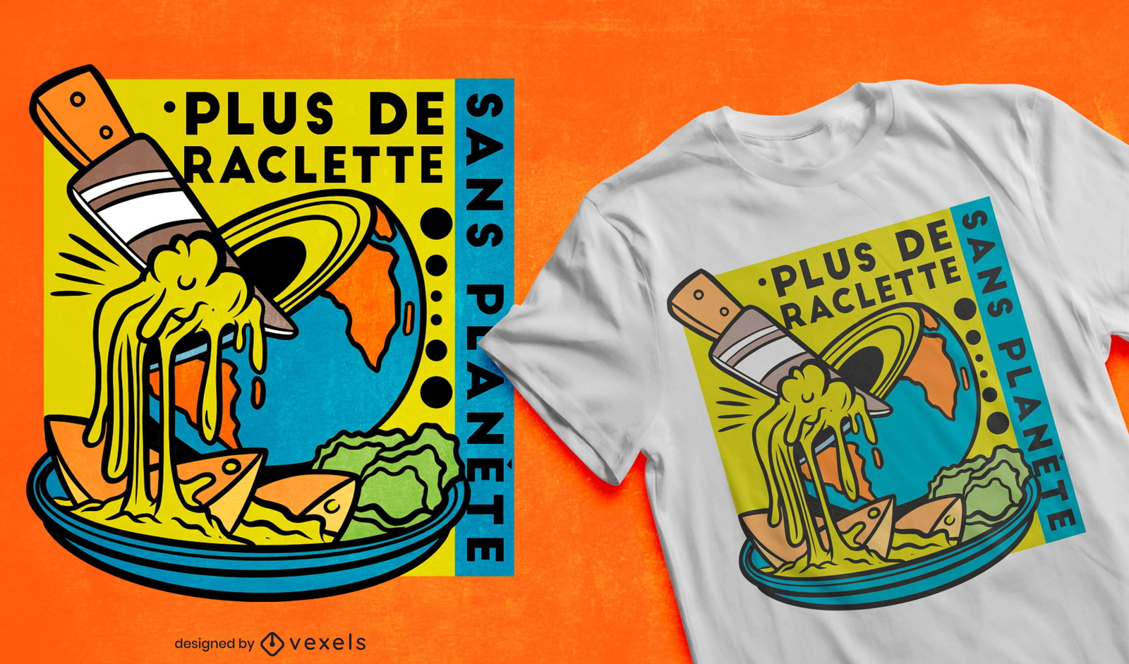 Diseño de camiseta de cita de queso de planeta tierra