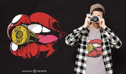 Bullet In Lips T-shirt Design Vector Download