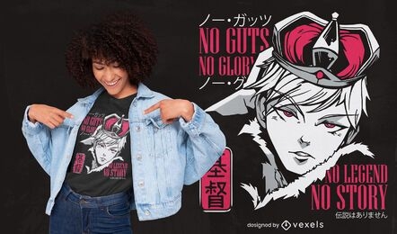 No guts no glory estilo de camiseta de anime