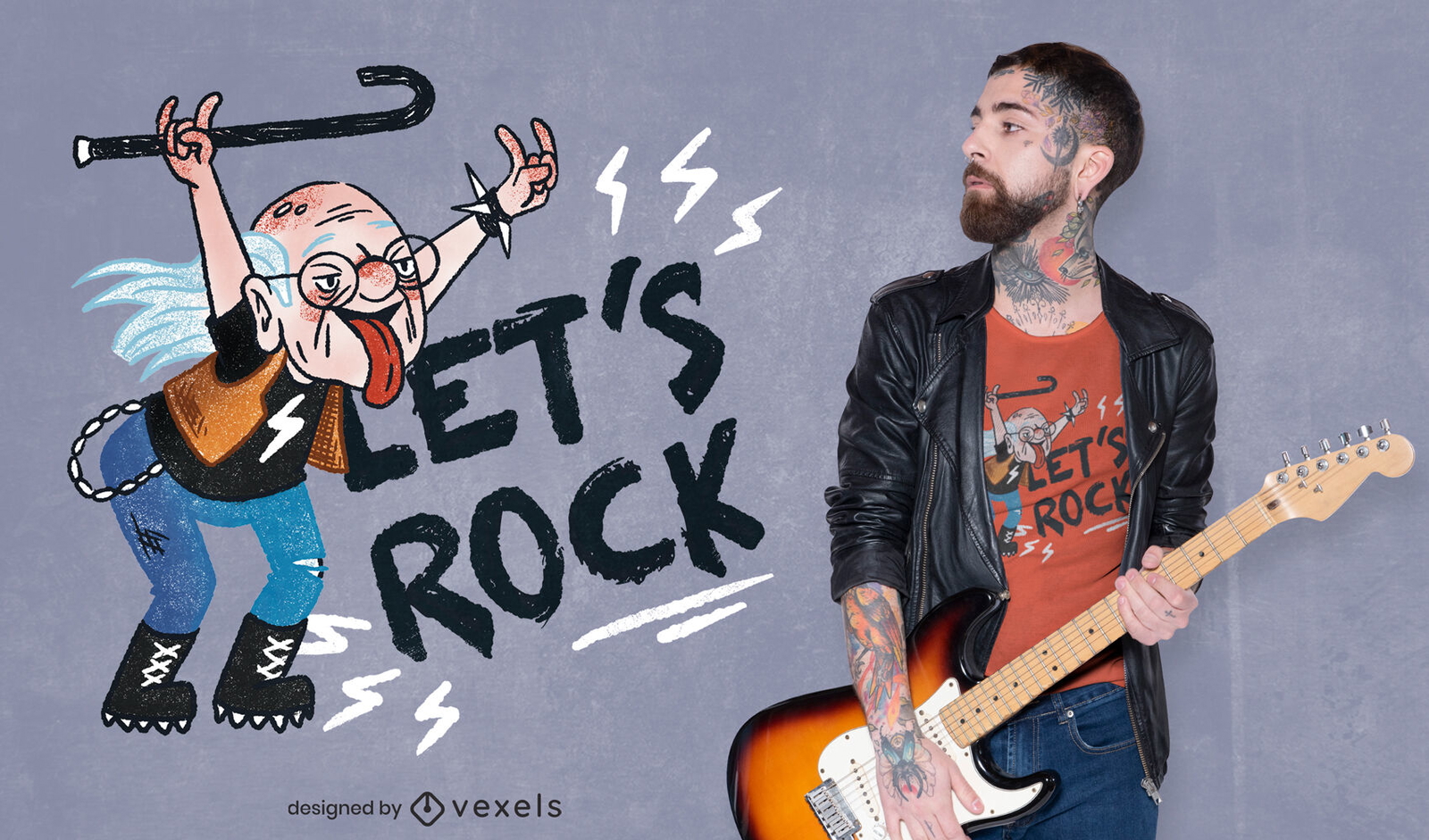 Design de t-shirt de rock and roll do avô