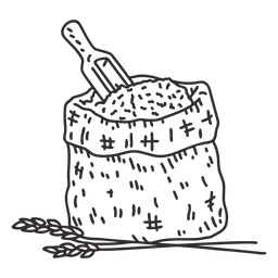 Flour and wheat stroke PNG Design