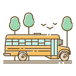 Traço de cor de viagem de ônibus escolar Transparent PNG