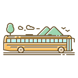 Long Side School Bus With Mountains PNG & SVG Design For T-Shirts