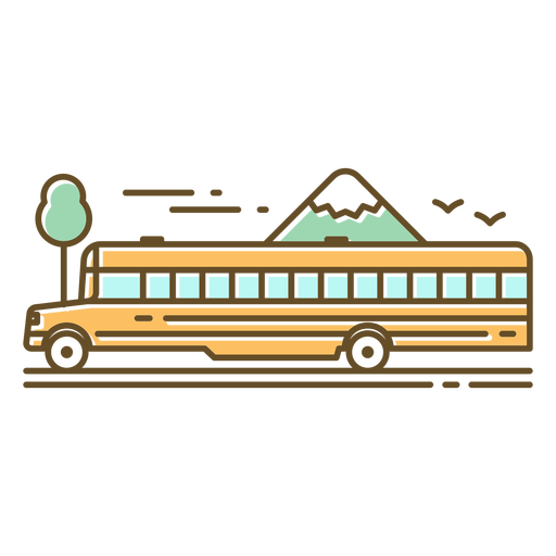 School bus ride color stroke PNG Design