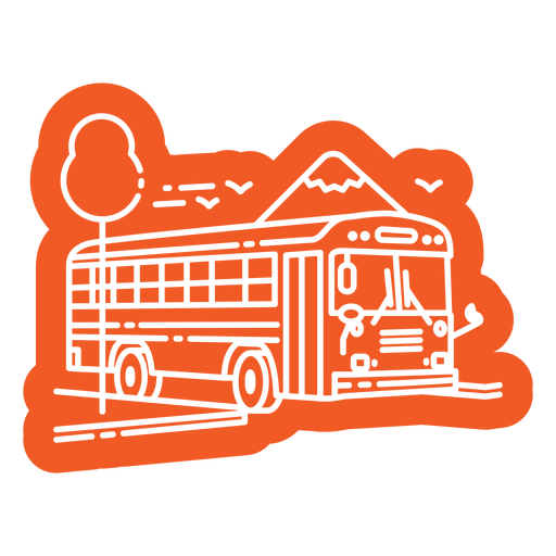 Orange school bus on the side cut out PNG Design