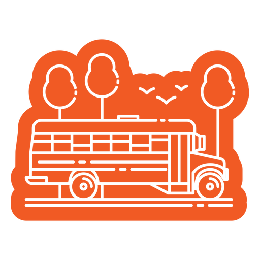 Escola de ônibus cortada Desenho PNG