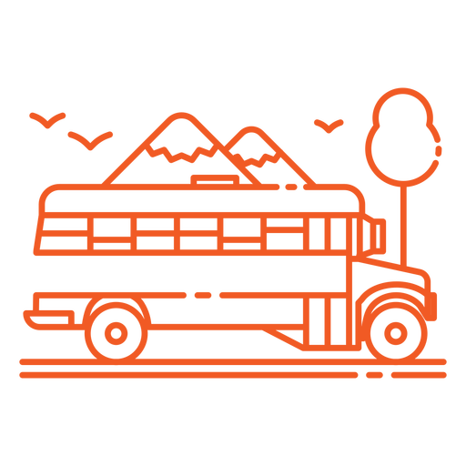 Curso de ônibus escolar geométrico lateral Desenho PNG