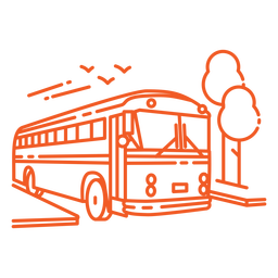 Orange school bus stroke  PNG Design