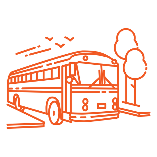 Curso de ônibus escolar laranja Desenho PNG