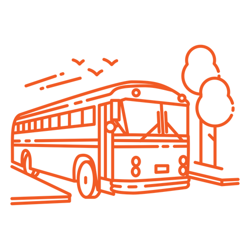 Orange school bus stroke  PNG Design